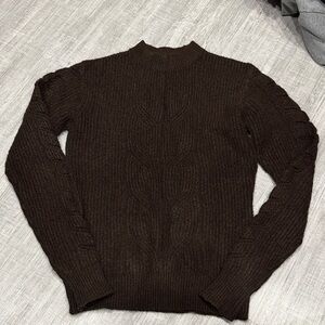 Women's Dark Brown Cable Turtleneck Sweater